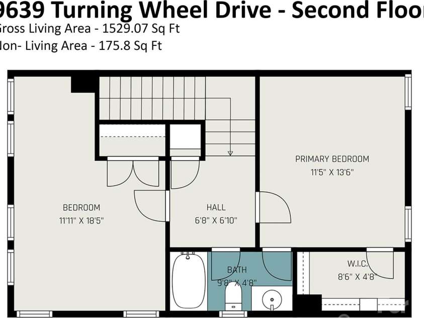 9639 Turning Wheel Drive, Charlotte, NC 28214.  MLS# CAR4374823, YatesRealty ID 19160. Second story floor plan