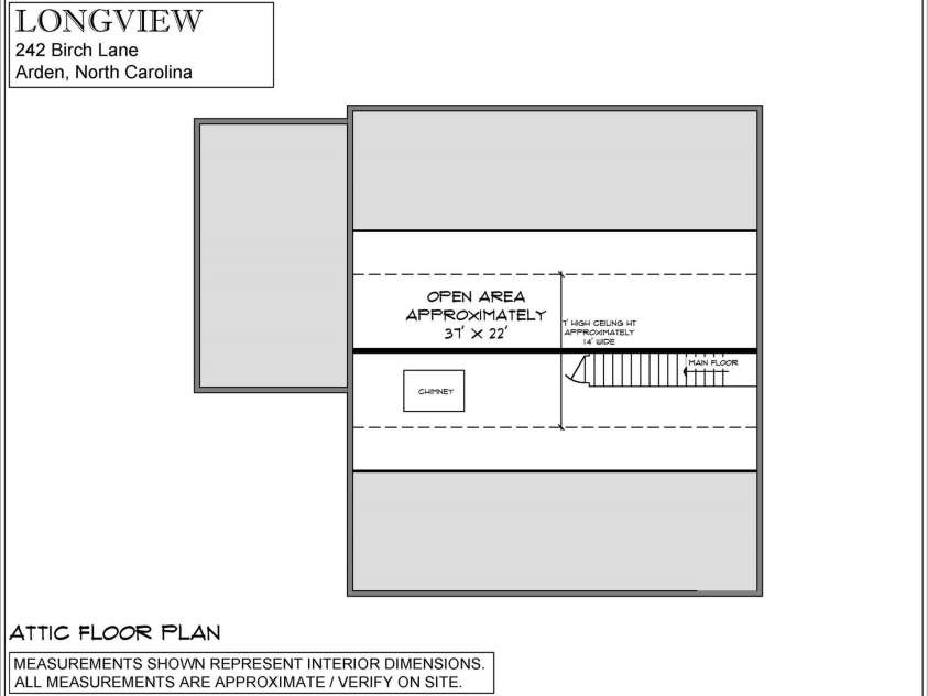 242 Birch Lane, Arden, NC 28704.  MLS# CAR4249293, YatesRealty ID 19164. Attic Floorplan