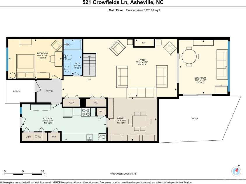 521 Crowfields Lane, Asheville, NC 28803.  MLS# CAR4361859, YatesRealty ID 19170. Main Level Floor Plan