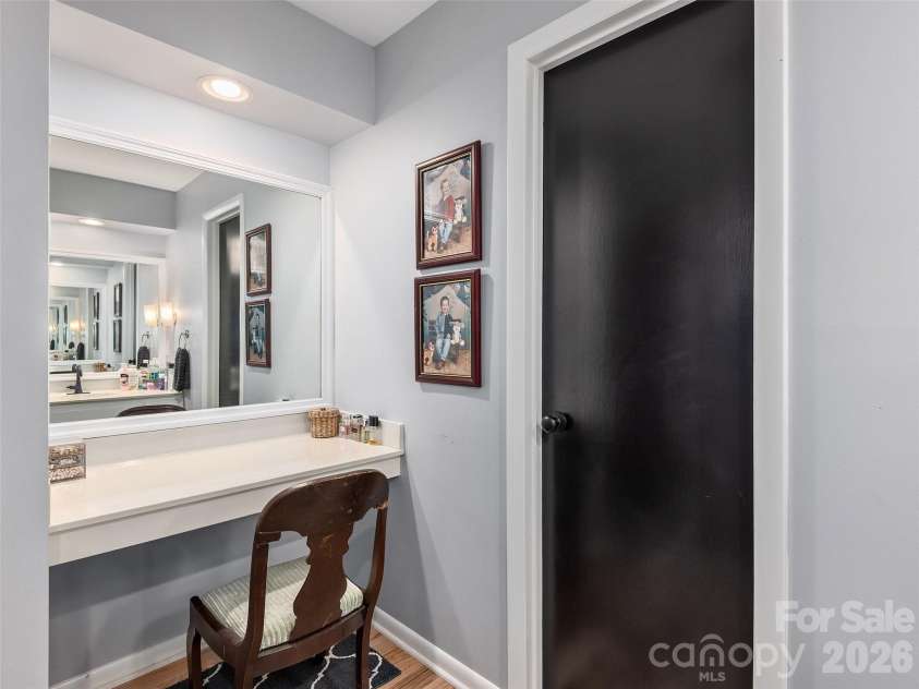 521 Crowfields Lane, Asheville, NC 28803.  MLS# CAR4361859, YatesRealty ID 19170. Primary Vanity Room has a Make-Up Table