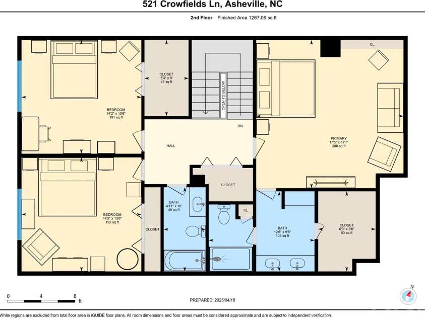 521 Crowfields Lane, Asheville, NC 28803.  MLS# CAR4361859, YatesRealty ID 19170. Upper Level Floor Plan
