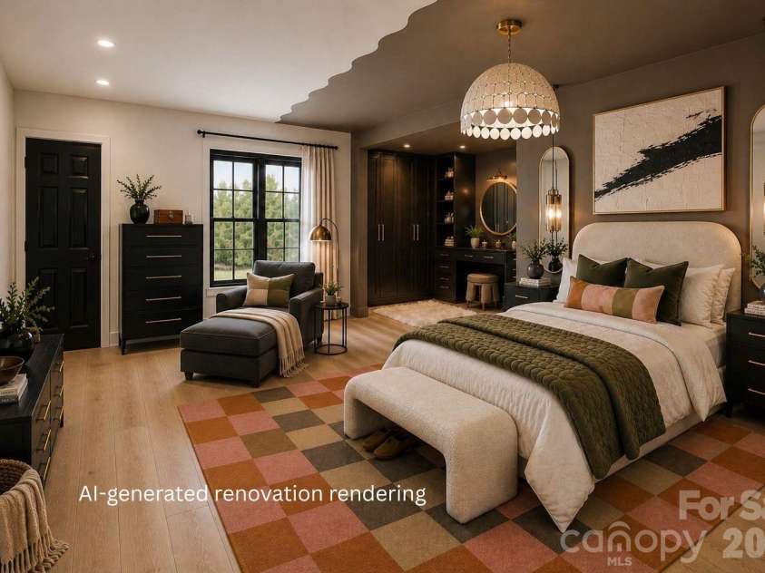 121 Edgerly Court, Charlotte, NC 28214.  MLS# CAR4377351, YatesRealty ID 19176. AI Generated Basement Bedroom