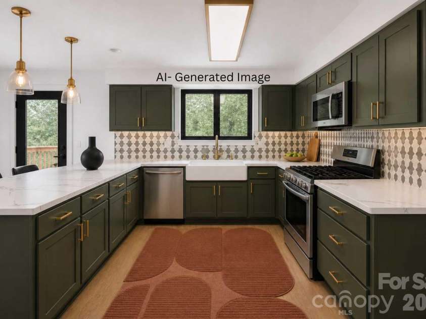 121 Edgerly Court, Charlotte, NC 28214.  MLS# CAR4377351, YatesRealty ID 19176. AI generated Main level kitchen