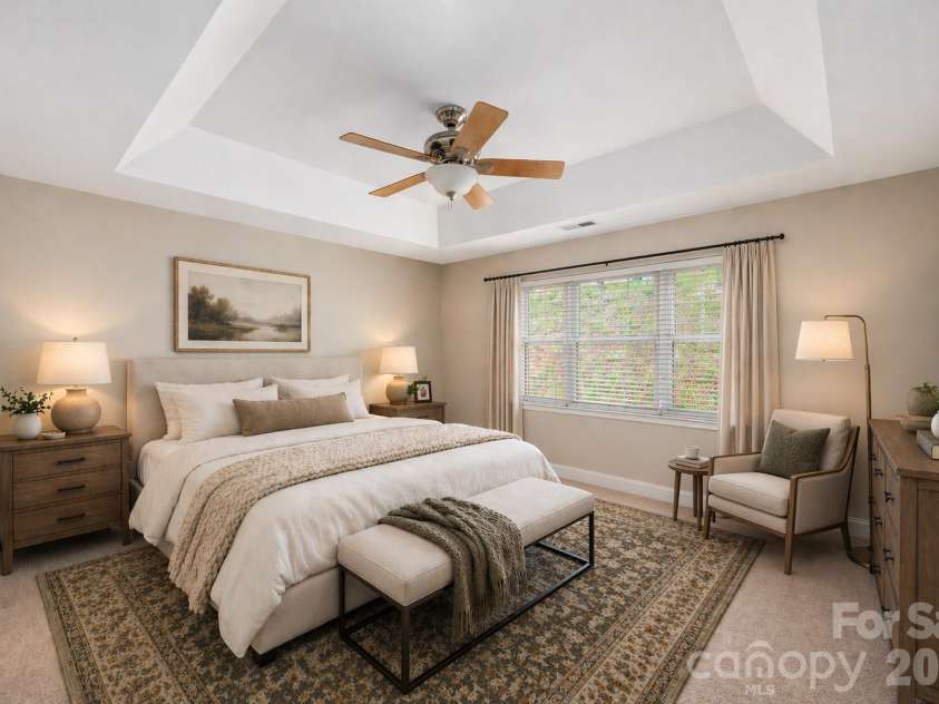 8 Kaylor Drive, Arden, NC 28704.  MLS# CAR4369533, YatesRealty ID 19216. Primary Bedroom virtually staged.