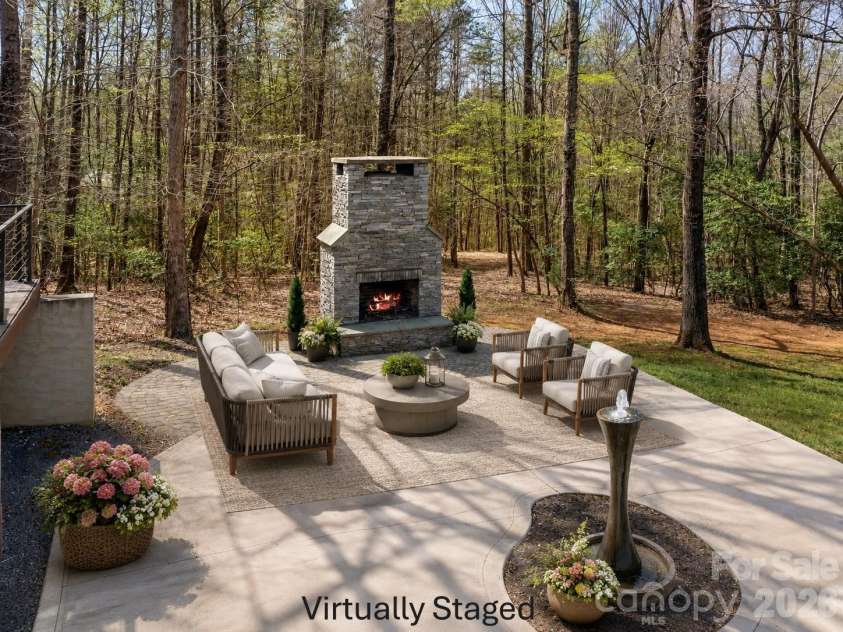 3249 Ivey Creek Road, Maiden, NC 28650.  MLS# CAR4241380, YatesRealty ID 19231. Patio and fireplace - virtually staged