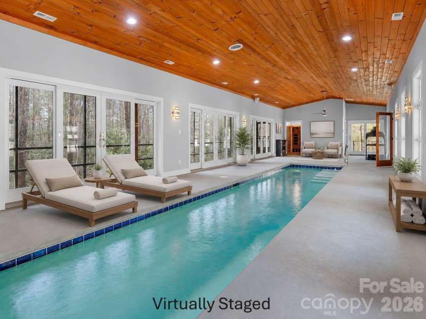 3249 Ivey Creek Road, Maiden, NC 28650.  MLS# CAR4241380, YatesRealty ID 19231. Virtually Staged Indoor Pool