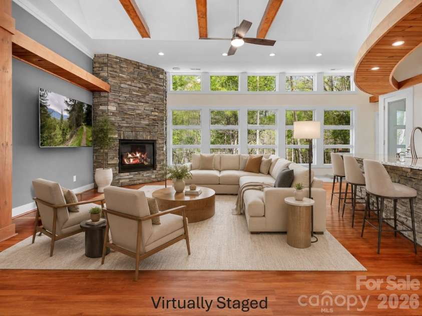3249 Ivey Creek Road, Maiden, NC 28650.  MLS# CAR4241380, YatesRealty ID 19231. Vitually Staged Living Room
