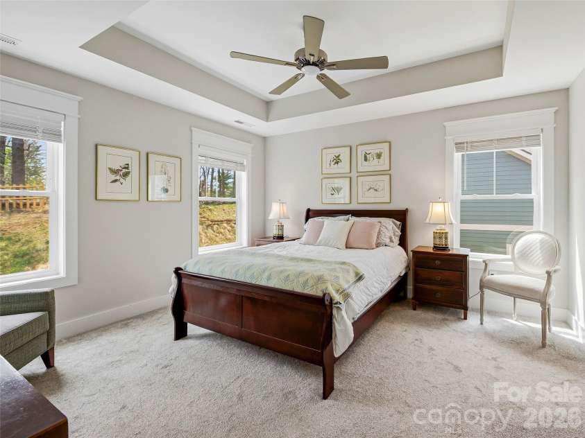 205 Weybridge Drive, Arden, NC 28704.  MLS# CAR4366273, YatesRealty ID 19255. Light & Bright Primary Bedroom