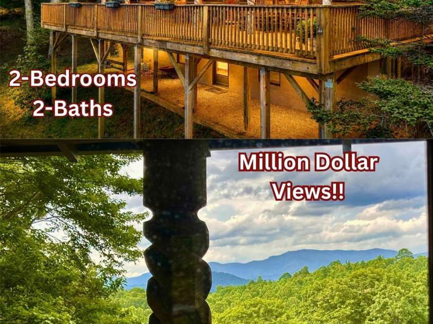 551 Carvers Knob Road, Spruce Pine, NC 28777.  MLS# CAR4374255, YatesRealty ID 19273. Pristine Log Cabin with Amazing Views