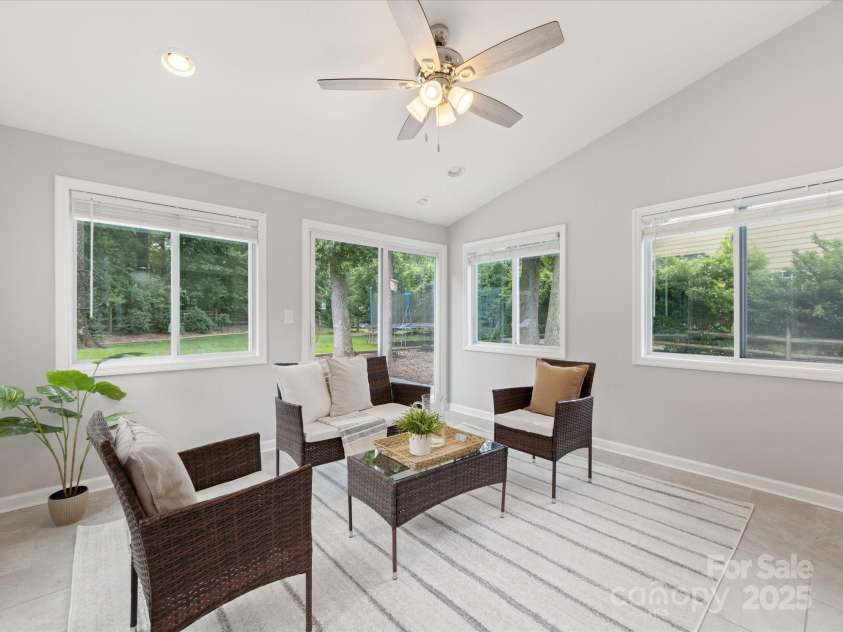 9908 Park Springs Court, Charlotte, NC 28210.  MLS# CAR4269654, YatesRealty ID 19287. Sunroom with fresh paint and tons of light
