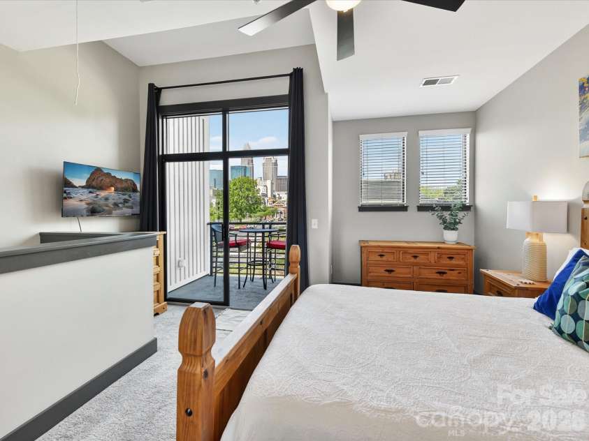 420 Mcdowell Street, Charlotte, NC 28204.  MLS# CAR4368184, YatesRealty ID 19290. Look at that view from bed!