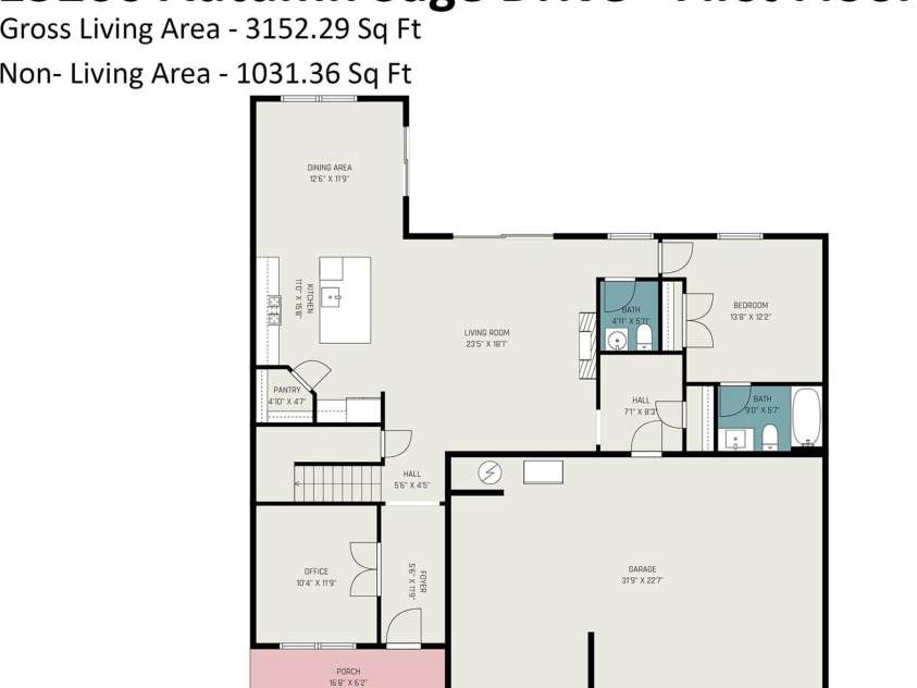 15200 Autumn Sage Drive, Charlotte, NC 28278.  MLS# CAR4356236, YatesRealty ID 19306. First Floor Plan