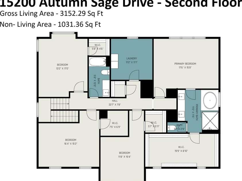 15200 Autumn Sage Drive, Charlotte, NC 28278.  MLS# CAR4356236, YatesRealty ID 19306. Second Floor Plan