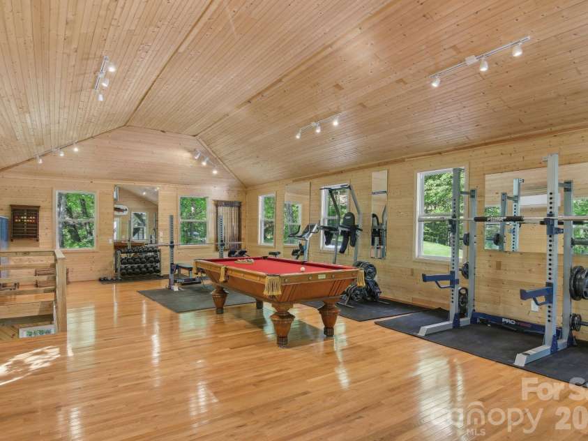 295 Dills Road, Bryson City, NC 28713.  MLS# CAR4373473, YatesRealty ID 19361. Detached gym and entertainment space