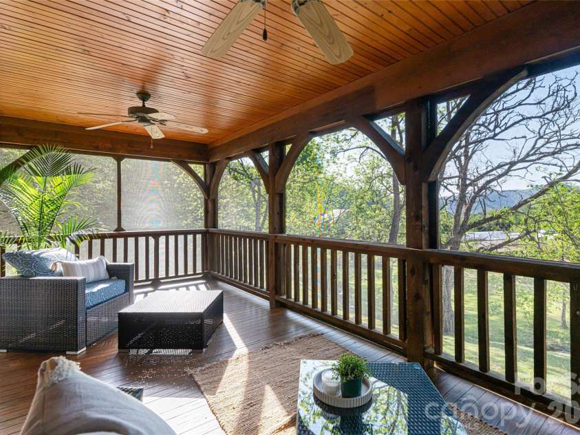10 and 12 Dogwood Hills Lane, Weaverville, NC 28787.  MLS# CAR4374354, YatesRealty ID 19362. Front Screen Porch