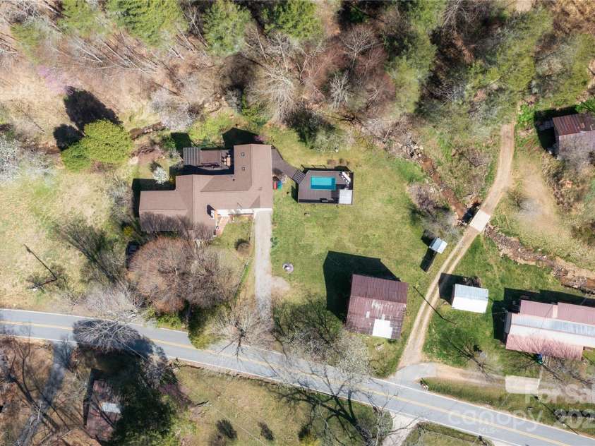 492 Paint Fork Road, Barnardsville, NC 28709.  MLS# CAR4239346, YatesRealty ID 19369. Aerial View