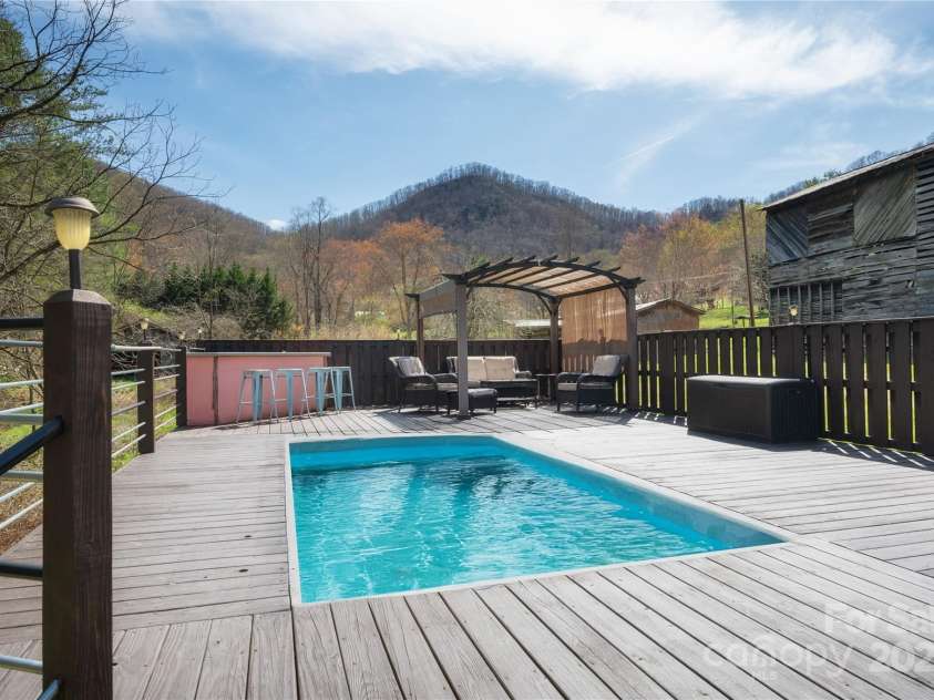 492 Paint Fork Road, Barnardsville, NC 28709.  MLS# CAR4239346, YatesRealty ID 19369. Pool Deck