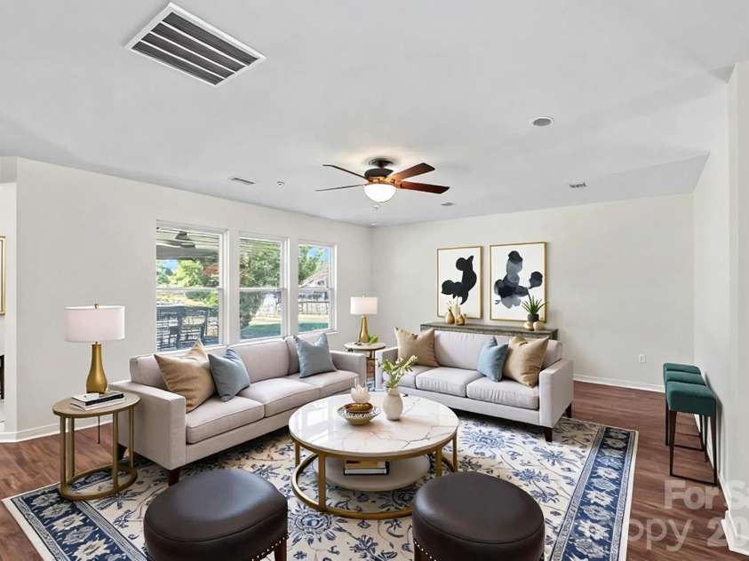 1918 Leesburg Drive, Clover, SC 29710.  MLS# CAR4376796, YatesRealty ID 19409. Living room. Virtually staged.