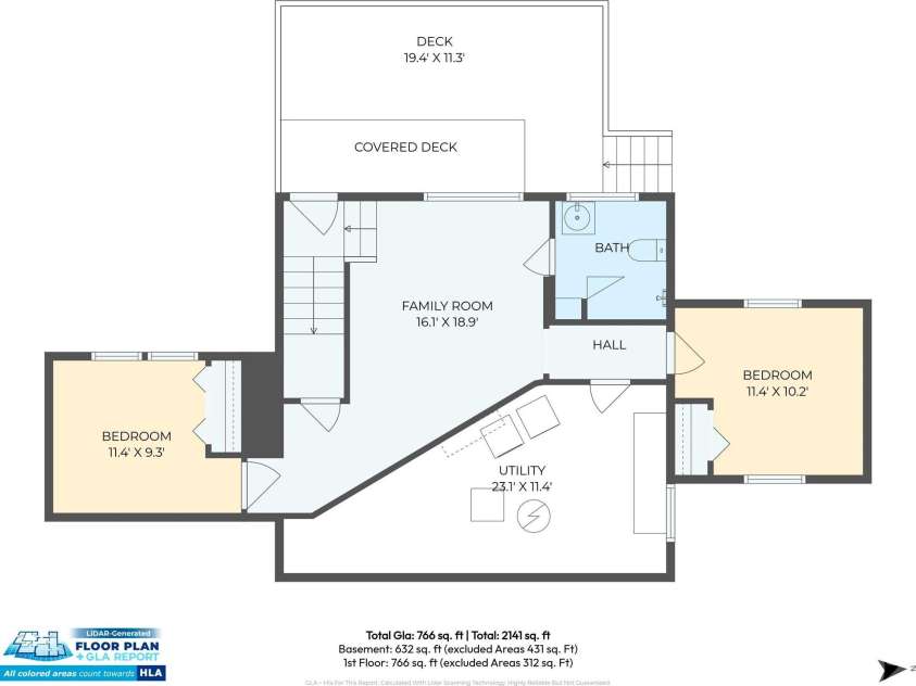126 Maney Avenue, Asheville, NC 28804.  MLS# CAR4377780, YatesRealty ID 19416. Basement Level Floor Plan