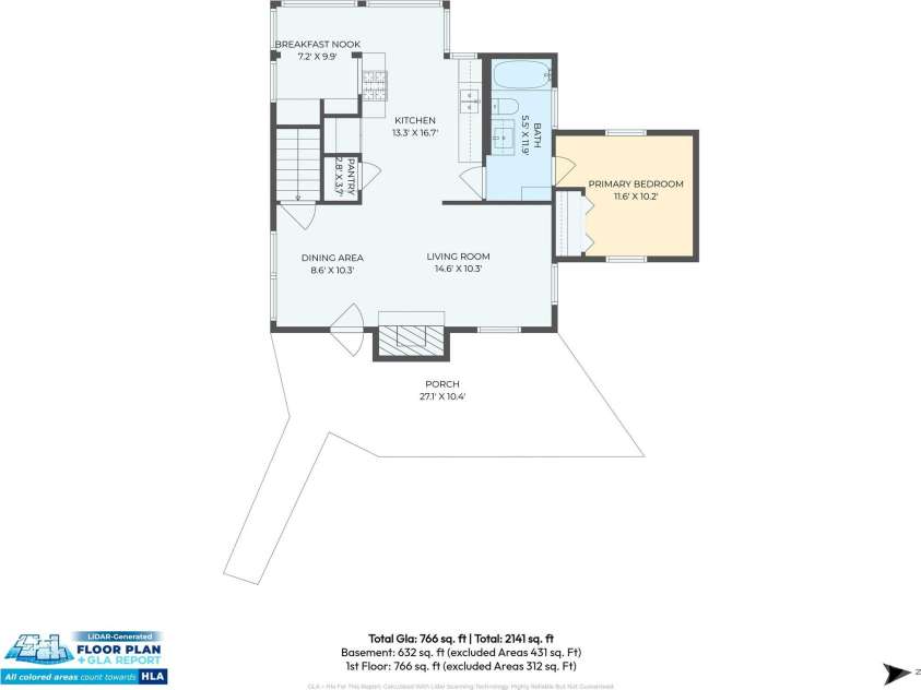 126 Maney Avenue, Asheville, NC 28804.  MLS# CAR4377780, YatesRealty ID 19416. Main Level Floor Plan