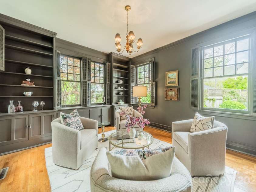 1919 Kensal Court, Charlotte, NC 28211.  MLS# CAR4193792, YatesRealty ID 19433. The downstairs bedroom makes a great lounge, office or study with built-ins