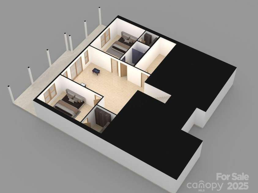 175 Waightstill Drive, Arden, NC 28704.  MLS# CAR3874338, YatesRealty ID 19507. 3D Layout Lower Level