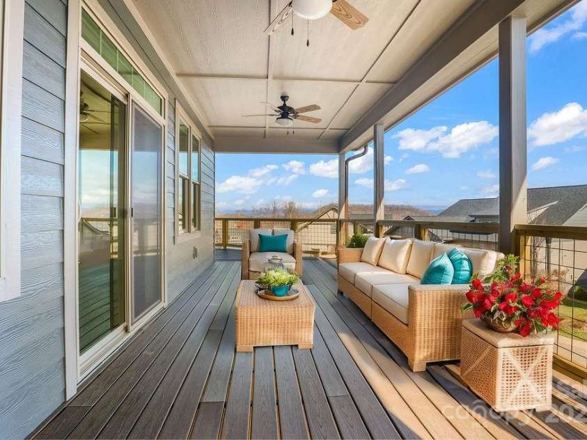 175 Waightstill Drive, Arden, NC 28704.  MLS# CAR3874338, YatesRealty ID 19507. Covered Deck (virtually staged)