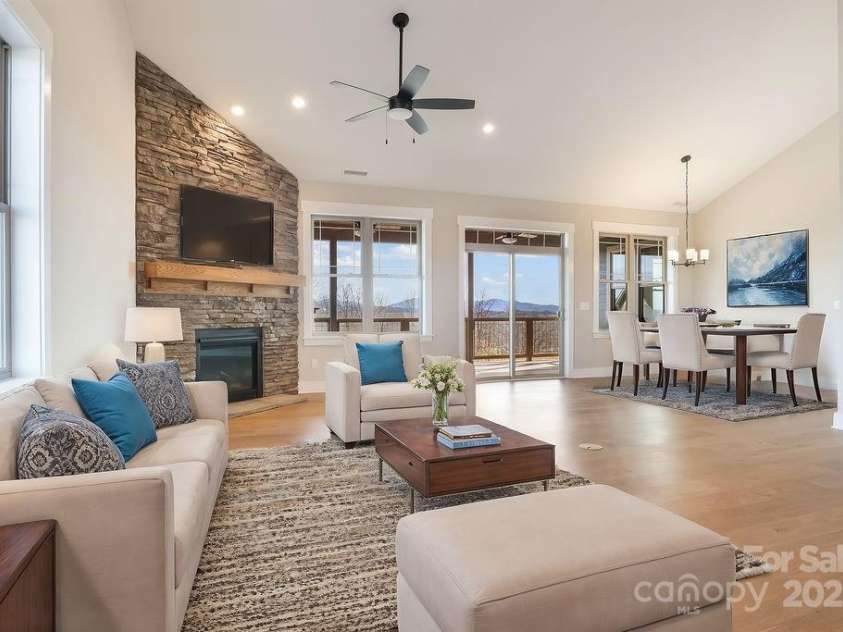 175 Waightstill Drive, Arden, NC 28704.  MLS# CAR3874338, YatesRealty ID 19507. Great Room & Dining (virtually staged)