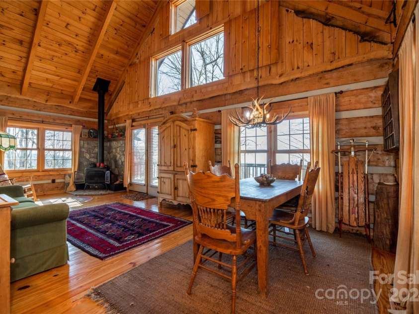 1074 Indian Camp Mountain Road, Rosman, NC 28772.  MLS# CAR4109820, YatesRealty ID 1970. Guest cabin living and dining room
