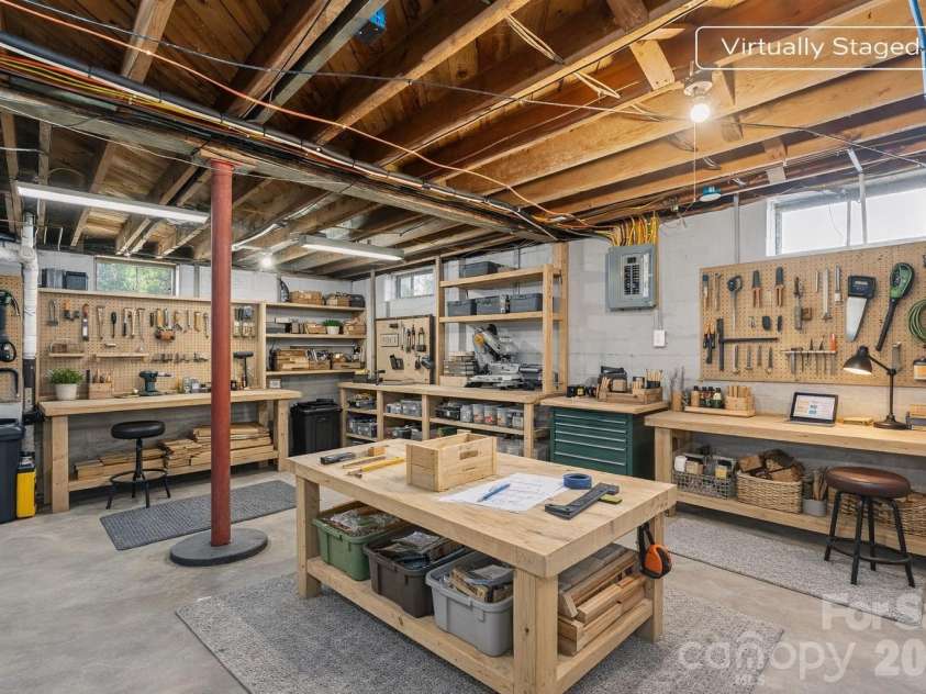 19 Browndale Road, Asheville, NC 28805.  MLS# CAR4338524, YatesRealty ID 19731. Virtually staged, no workshop equipment available 