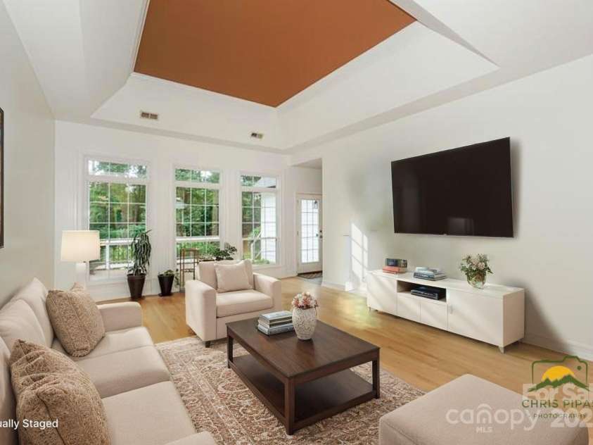 14831 Charterhouse Lane, Huntersville, NC 28078.  MLS# CAR4264707, YatesRealty ID 19794. Virtually Staged Living Room