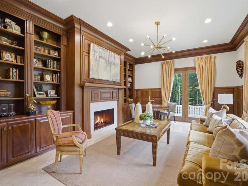 16460 Marvin Road, Charlotte, NC 28277.  MLS# CAR4377233, YatesRealty ID 19794. Wood paneled Study