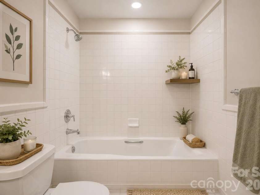 35 Byrd Road, Candler, NC 28715.  MLS# CAR4379213, YatesRealty ID 19829. Hall Bath Virtually Staged & Tile