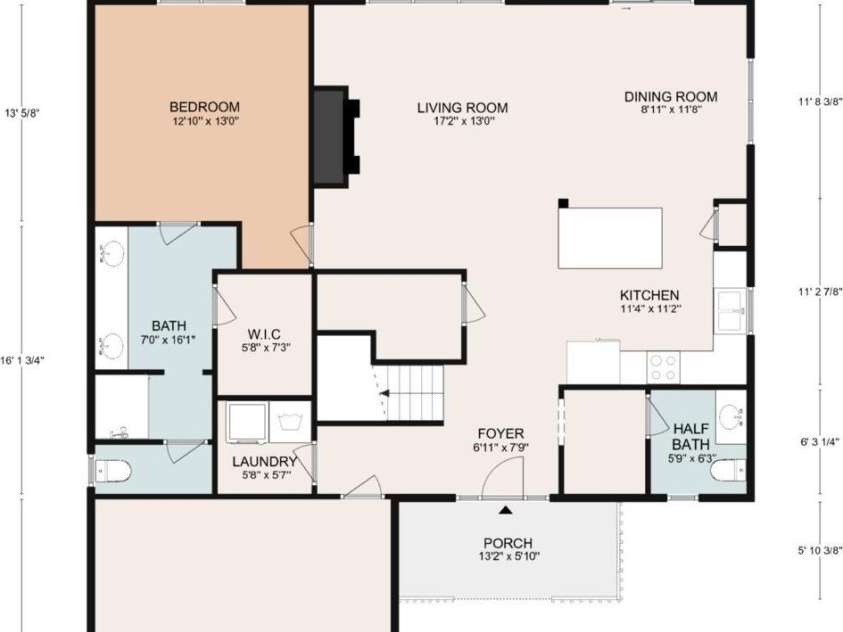 50 Rose Creek Road, Leicester, NC 28748.  MLS# CAR4228303, YatesRealty ID 19833. MAIN FLOOR PLAN WITH PRIMARY BEDROOM ENSUITE