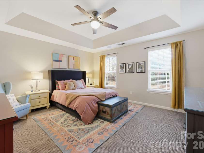 7135 Meyer Road, Fort Mill, SC 29715.  MLS# CAR4377464, YatesRealty ID 19864. Primary Bedroom-Tray ceiling and ceiling fan