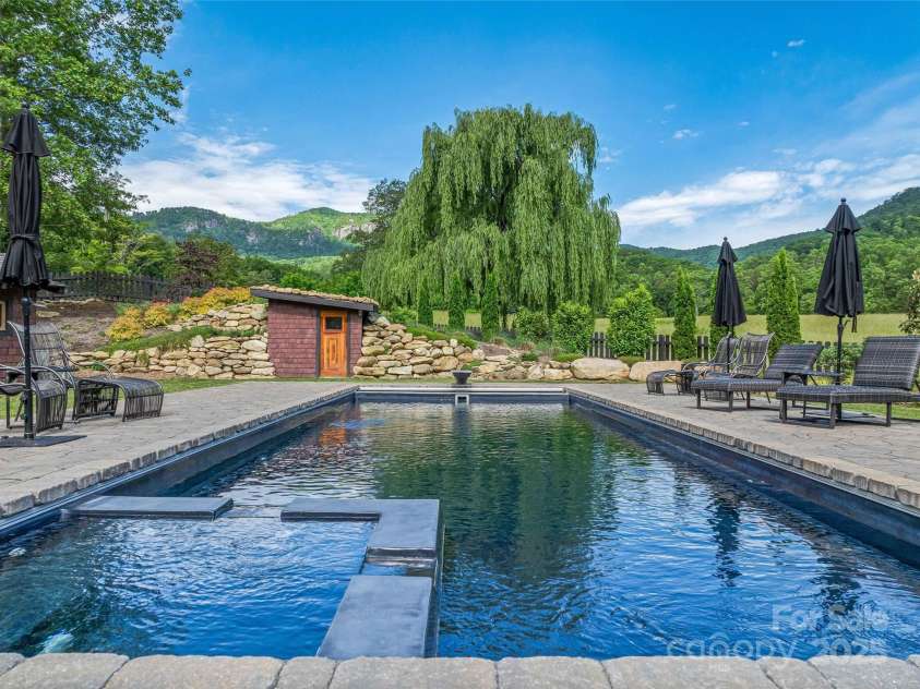 400 Kings Drive, Lake Lure, NC 28746.  MLS# CAR4264882, YatesRealty ID 19869. Heated pool with Hot tub and structure ready to complete into a sauna.