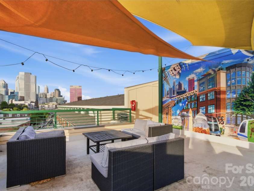 115 Park Avenue, Charlotte, NC 28203.  MLS# CAR4375422, YatesRealty ID 19883. Rooftop terrace with skyline views. 