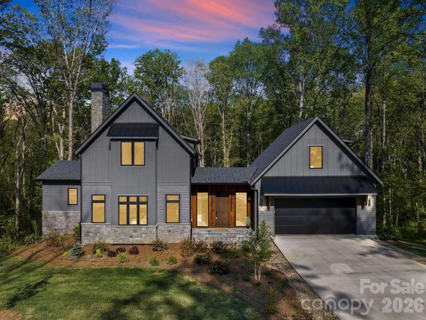 25 Ted Linn Drive, Fairview, NC 28730.  MLS# CAR4374836, YatesRealty ID 19987. Twilight Shot
