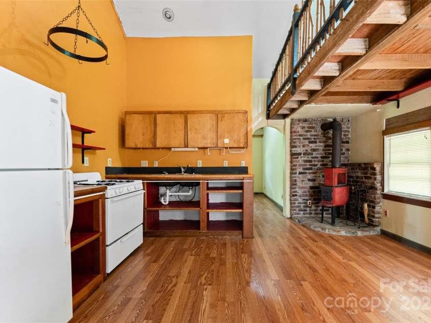 2347 Old Marshall Highway, Alexander, NC 28701.  MLS# CAR4176714, YatesRealty ID 1999. Unit 2 Front Door into Kitchen