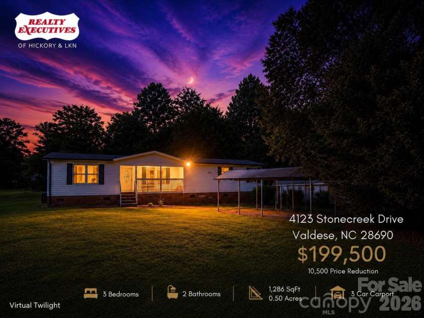 4123 Stonecreek Drive, Valdese, NC 28690.  MLS# CAR4378369, YatesRealty ID 19994. *Virtual Twighlight