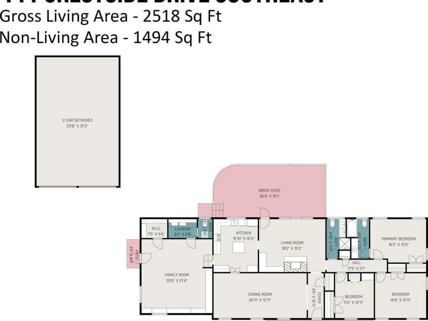 441 Crestside Drive, Concord, NC 28025.  MLS# CAR4269264, YatesRealty ID 20034. Floor Plan