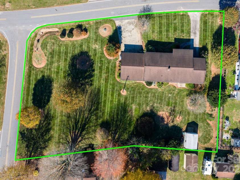 1515 Fairway Acres Road, Lenoir, NC 28645.  MLS# CAR4319002, YatesRealty ID 20064. Aerial with lot line representation