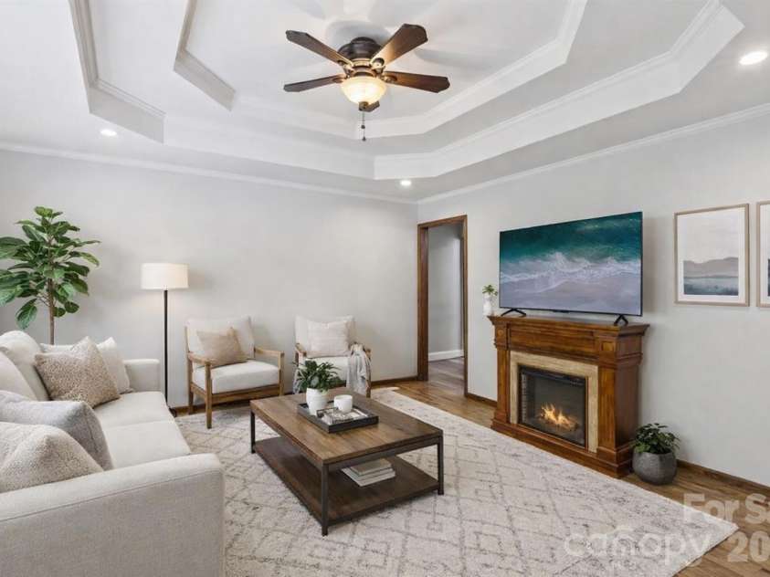 9202 Elgin Drive, Charlotte, NC 28214.  MLS# CAR4359753, YatesRealty ID 20064. Virtually Staged Living Room
