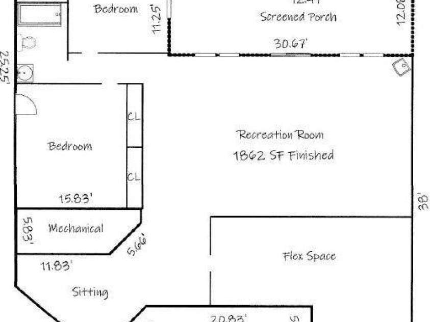 5690 Anchor Drive, Granite Falls, NC 28630.  MLS# CAR4252807, YatesRealty ID 20124. Lower Level Floor Plan