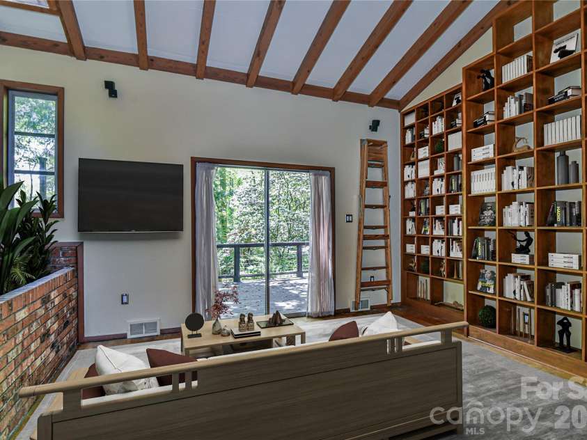 1 Hillcrest Lane, Black Mountain, NC 28711.  MLS# CAR4368421, YatesRealty ID 20131. Virtually Staged Living Room