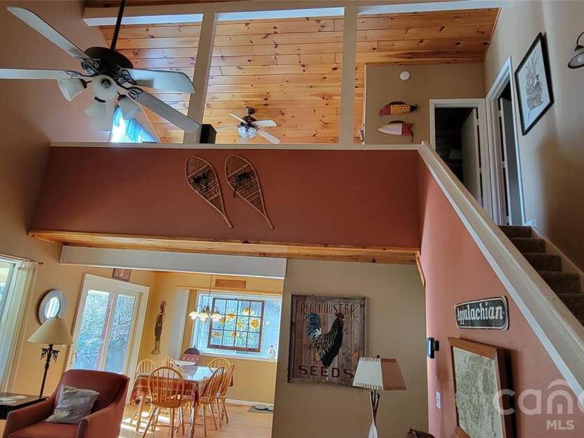 445 Allison Drive, Maggie Valley, NC 28751.  MLS# CAR4346332, YatesRealty ID 2020. T&G wood ceilings
