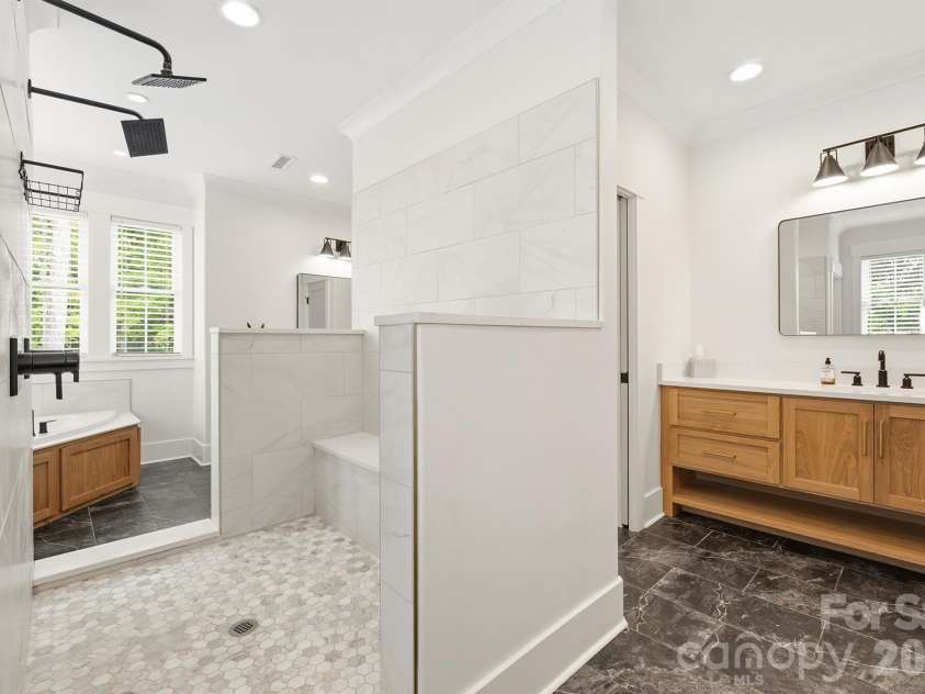 2855 Long Run Farm Road, Mount Pleasant, NC 28124.  MLS# CAR4371280, YatesRealty ID 20206. Primary Tile Shower w/ Bench