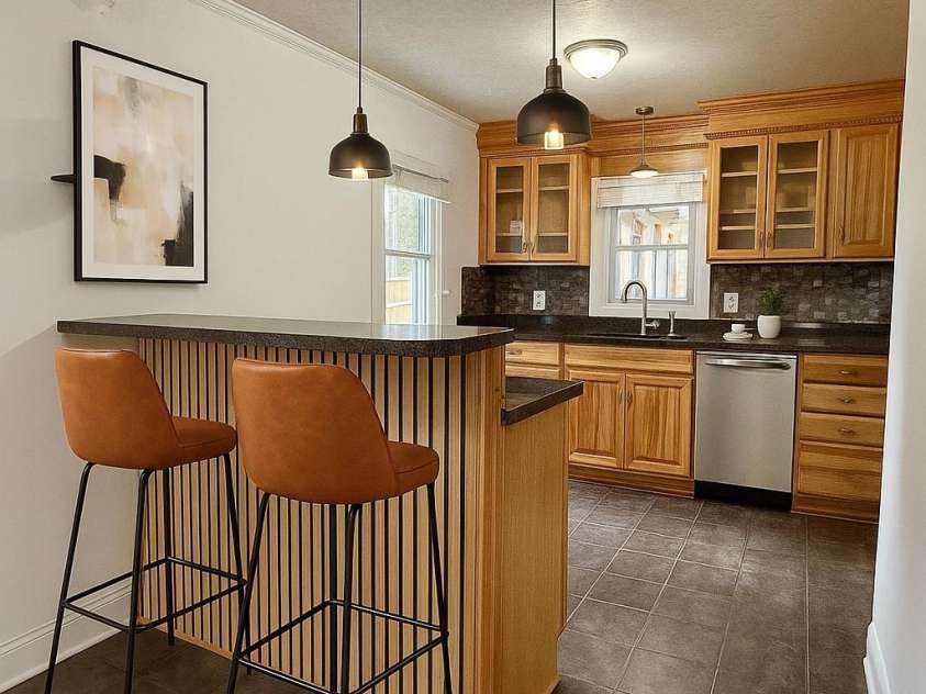 808 Mark Street, Belmont, NC 28012.  MLS# CAR4294048, YatesRealty ID 2021. Virtually Staged Kitchen Bar