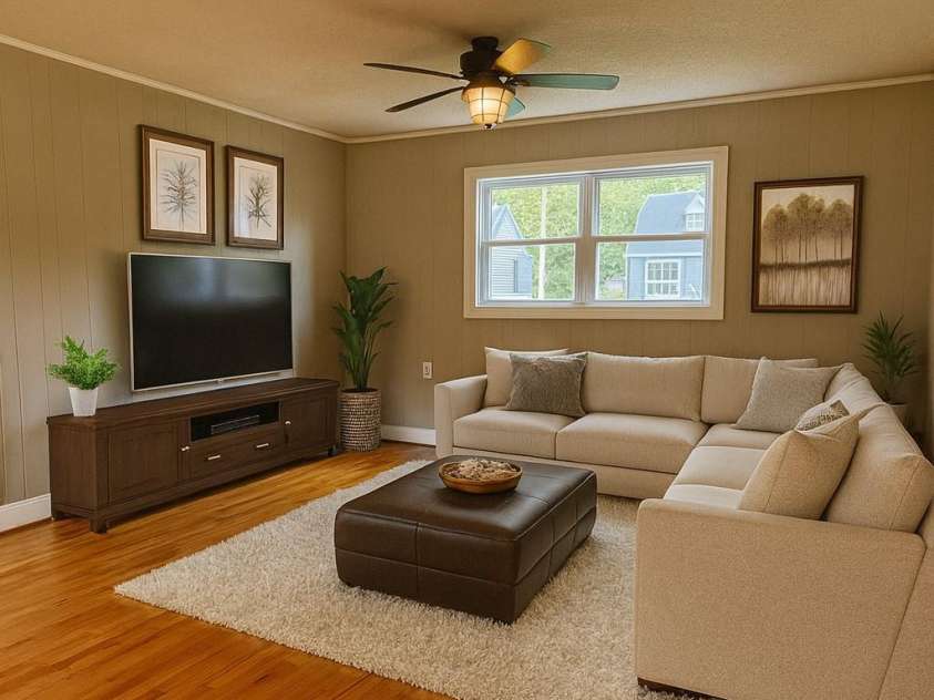 808 Mark Street, Belmont, NC 28012.  MLS# CAR4294048, YatesRealty ID 2021. Virtually Staged Living Room