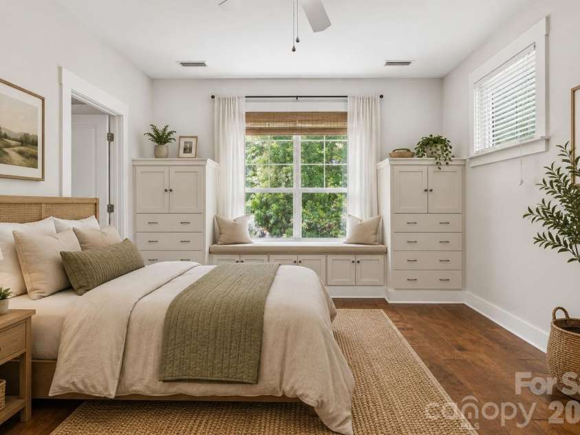 125 Pomeroy Road, Mooresville, NC 28117.  MLS# CAR4378869, YatesRealty ID 20213. Virtually staged main level bedroom with built ins